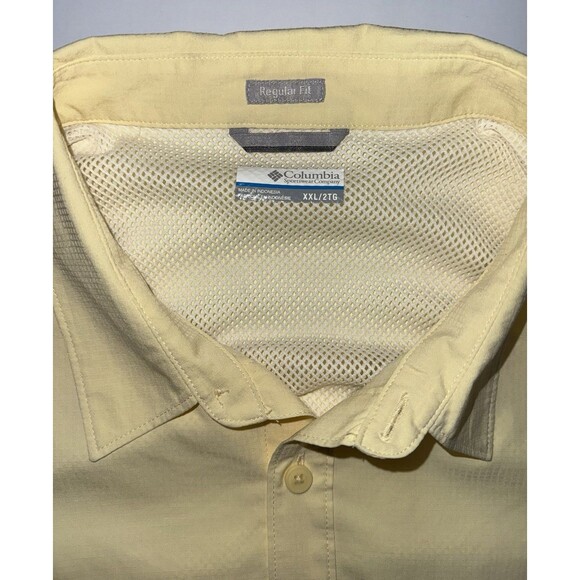 Columbia PFG Yellow Vented Shirt Men's Short Sleeve Size XXL 2TG UV protection - Picture 3 of 9